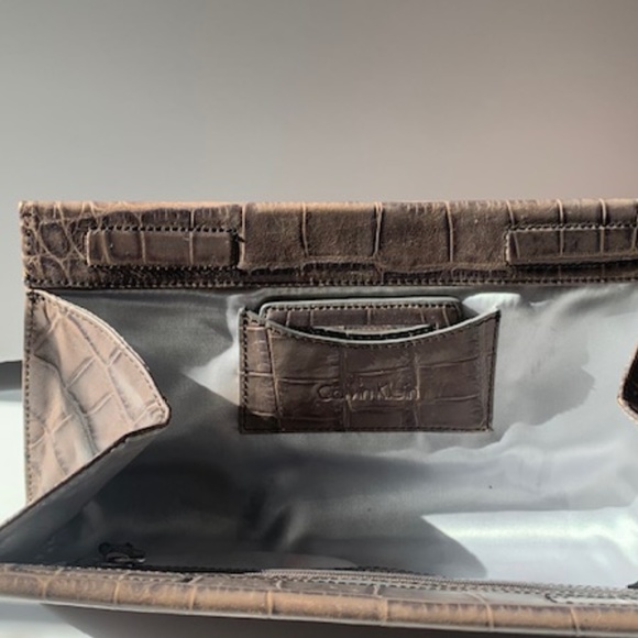 Calvin Kline Grey/Brown Snake Skin Clutch - Picture 6 of 6